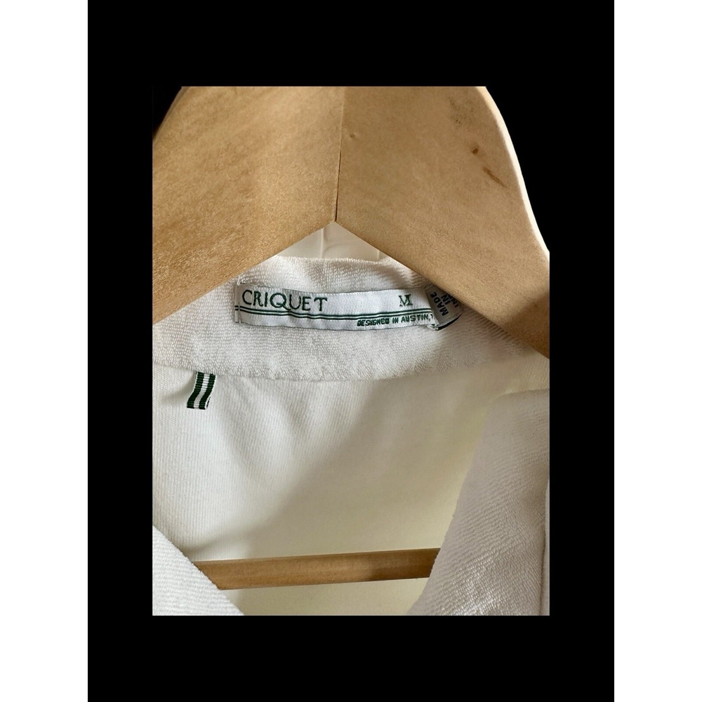 Criquet Polo Shirt Men's Medium French Terry Towel Fabric Austin Texas *flaw - Picture 3 of 7